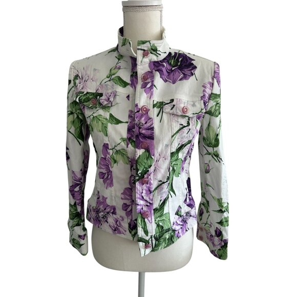 ST JOHN Sport Vintage Mary Gray Floral Jacket Size XS - Picture 4 of 11